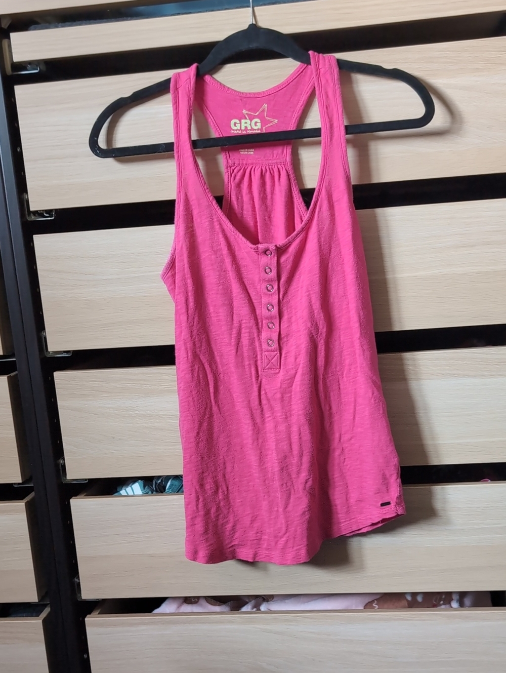 Pink Racerback Henley Tank Top